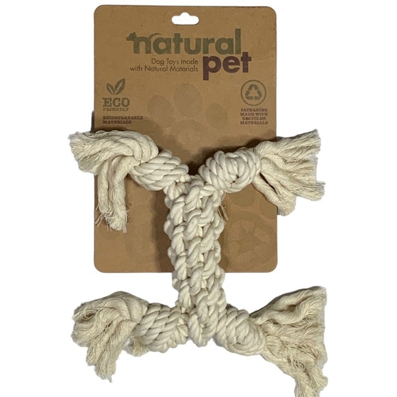 Natural Pet Rope Dog Toy Heavy Duty Fetch Tug Bone Made with Natural Materials - Picture 1 of 12